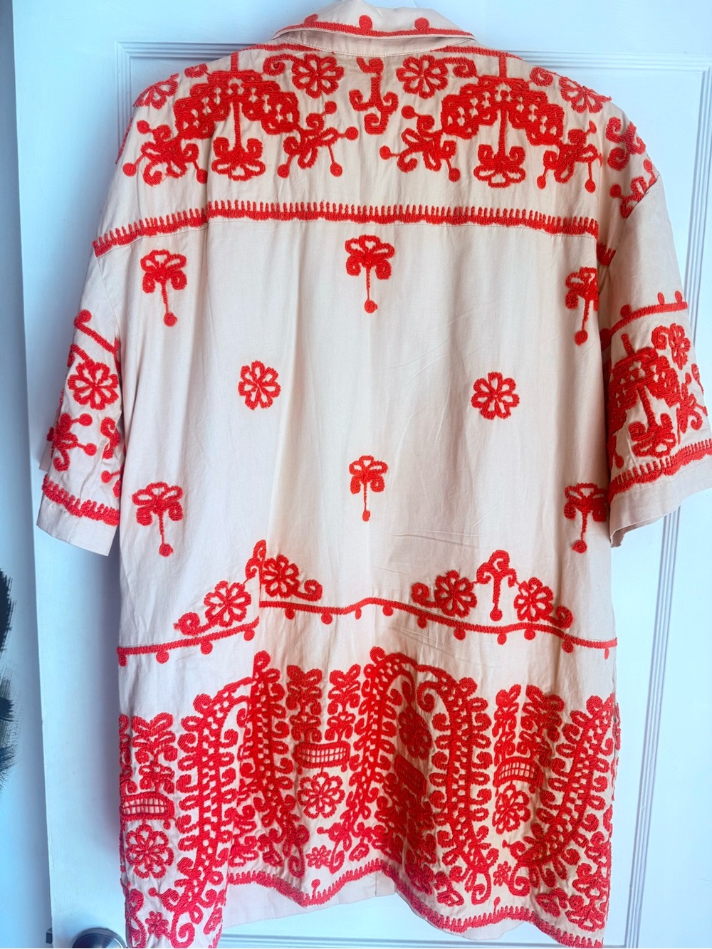 Anthropologie Beige Mini Dress with Coral Embroidery - Picture 6 of 6